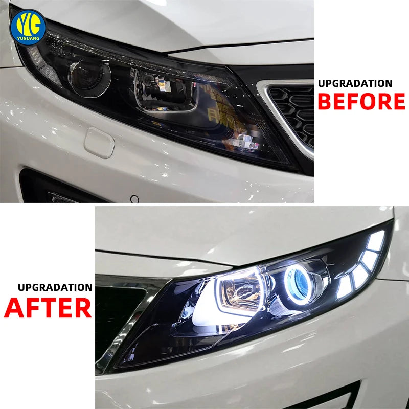 YU GUANG LED Headlights for Kia K5 2011-2013 Car Accessories 6000k Color DRL Upgrade Head Lights Daytime Running Light Head Lamp